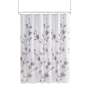 Magnolia Floral Printed Burnout Shower Curtain