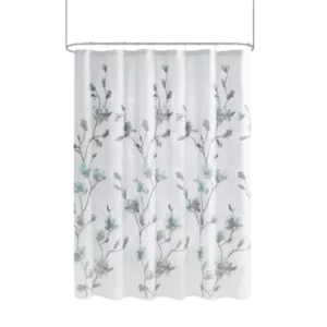 Magnolia Floral Printed Burnout Shower Curtain