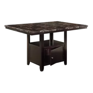 Dining Room 1pc Counter Height Table w Shelve Storage Base Faux Marble Top Birch wood MDF Dining Table