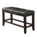 Black Faux Leather Cushion Seat Bench of Wooden Frame And Legs Ideal For Dining Room Furniture
