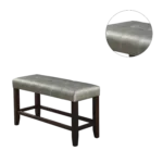 Silver Faux Leather Cushion Seat Bench of Wooden Frame and Legs Ideal for Dining Room Furniture