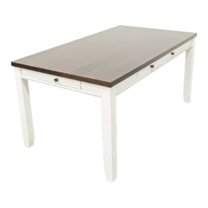 Classic Dining Room Furniture Rectangular Dining Table 1pc Dining Table Only White Rubberwood Walnut Acacia Veneer Table Top w Pull out Drawers