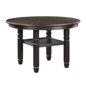 Brown and Black White Finish 1pc Dining Table with Display Shelf Transitional Style Furniture