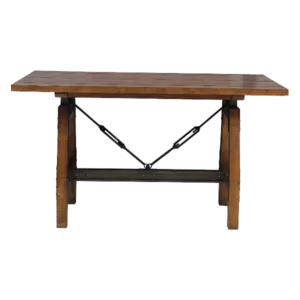 Rustic Brown and Gunmetal Finish 1pc Counter Height Dining Table Industrial Design Wooden Dining Furniture