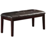 Espresso Finish Faux Leather Dining Bench of Wooden Frame And Legs Ideal For Dining Room Furniture