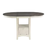 Antique White and Rosy Brown Finish Counter Height 1pc Dining Table w Extension Leaf and Storage Base Traditional Design Dining Room Furniture