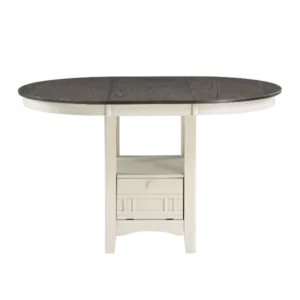Antique White and Rosy Brown Finish Counter Height 1pc Dining Table w Extension Leaf and Storage Base Traditional Design Dining Room Furniture