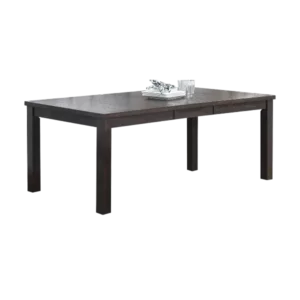 Simple 1pc Dining Table Pine Wood Rectangle Top Table w Leaf well-crafted chair legs Dining Room Furniture Dark Grey Finish