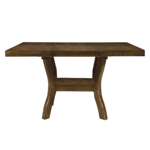 Transitional Brown Finish Dining Table with Lower Display Shelf and Extension Leaf Mindy Veneer Wood Dining Room Furniture