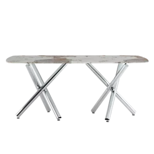 Large modern minimalist rectangular dining table suitable for 6-8 people, equipped with a 0.39 "imitation marble tabletop and metal legs,for Kitchen Dining Living Meeting Room Banquet hall,71"x 40"x30