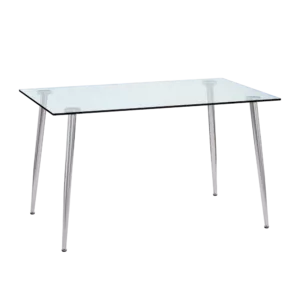 Modern Minimalist Rectangular Glass Dining Table for 4-6 with 0.31" Tempered Glass Tabletop and Silver plating Metal Legs, Writing Table Desk, for Kitchen Dining Living Room, 51" *31"* 30" .F-1544