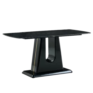 A modern, minimalist, and luxurious table. A black imitation marble tabletop with MDF U-shaped legs. Dining table, computer table. For restaurants and living rooms 63" * 35.4"* 30" F-U