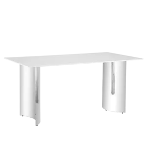 Modern minimalist dining table. White imitation marble glass sticker desktop, stainless steel legs, stable and beautiful. Suitable for living room and dining room 63" *35.4" *29.5" DT-69