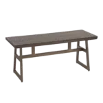 Modern Espresso Wood-Pressed Grain Bamboo Bench in Antique Metal Ideal For Living Room.
