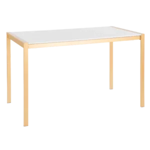 Fuji Modern/Glam Dining Table in Gold Metal with White Marble Top by Lumisource