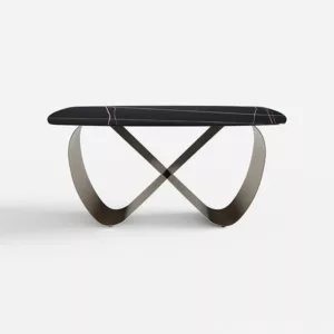 Lauren Black Gold Butterfly Shaped Base 1.6m Sintered Stone Dining Table 63 x 35.4 x 29.5 inch
