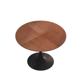 Modern OAK Round Dining Table with WoodenTop and Metal Base For Dining Room