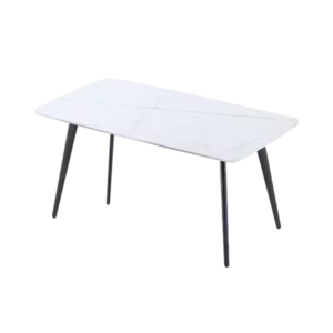 Modern White 63 Inches Rectangular Dining Table of Metal Legs For Dining Room