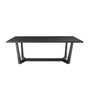 Modern Matt black Rectangular MDF Dining Table with Metal Pedstal Base for Dining Room