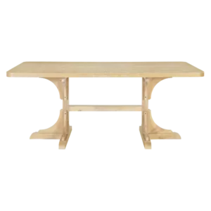Modern Natural Wood Rectangular Dining Table with Curved Design Legs