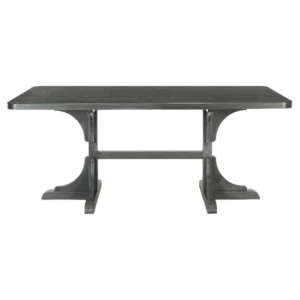 Modern Light Gray Wooden Rectangular Dining Table with Curved Design Legs For Dining Room