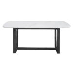 ACME Madan Dining Table, Marble Top & Weathered Gray Finish DN00059