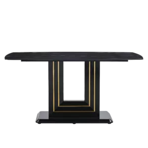 Rectangular 63" Marble Dining Table, Luxurious Dining Room Table with Faux Marble Top and U-Shape MDF Base, Modern Kitchen Dining Table for Kitchen Living Dining Room