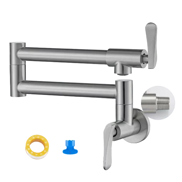 Pot Filler Faucet Wall-Mount for Kitchen in Brushed Nickel