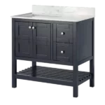 Freestanding 36"W Navy Blue Color Bathroom Vanity with White Ceramic sink