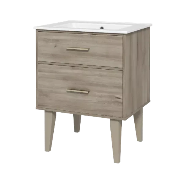 Freestanding 24"W Maple Color Bathroom Vanity with Ceramic sink