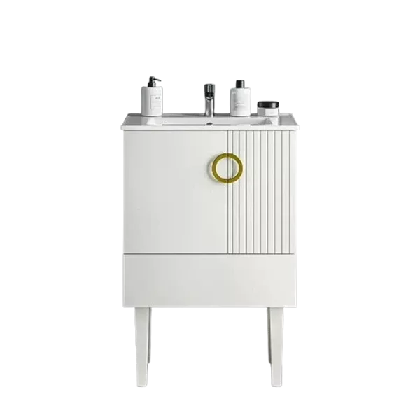 Freestanding 24"W Bathroom Vanity with White Ceramic Sink