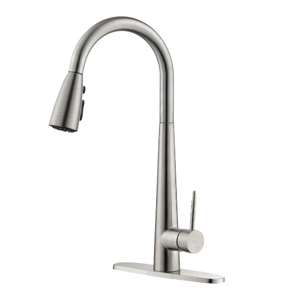 Pull Down Single Handle Kitchen Faucet in Brushed Nickel