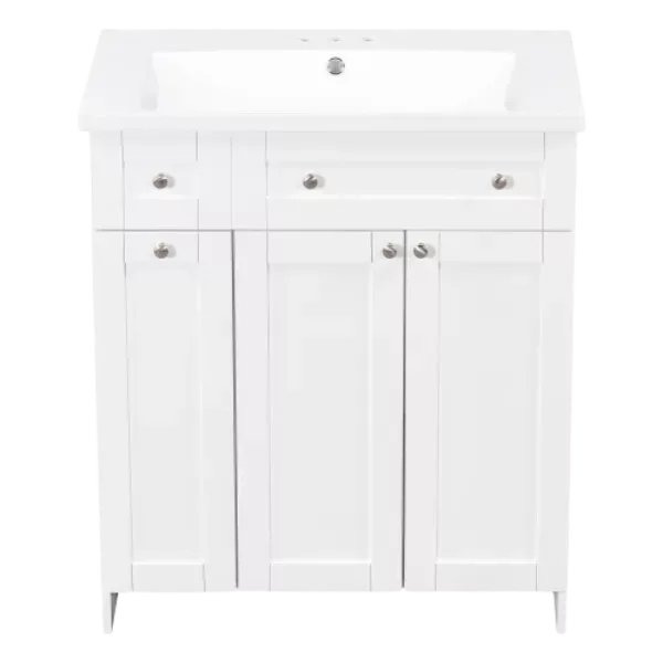 30" White Bathroom vanity with Single Sink ,Combo Cabinet Undermount Sink,Bathroom Storage Cabinet vanities