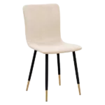 Modern Beige Fleece Upholstered Dining Chair with Black Gold Legs For Dining Room