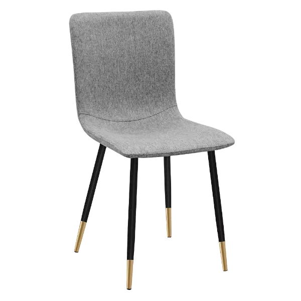 Modern Gray Fleece Upholstered Dining Chair with Black Gold Leg For Dining Room