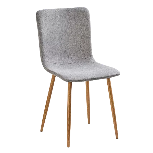 Modern Gray Fleece Upholstered Dining Chair with Oak Leg For Dining Room