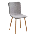 Modern Gray Velvet Upholstered Dining Chair with Oak Legs For Dining Room