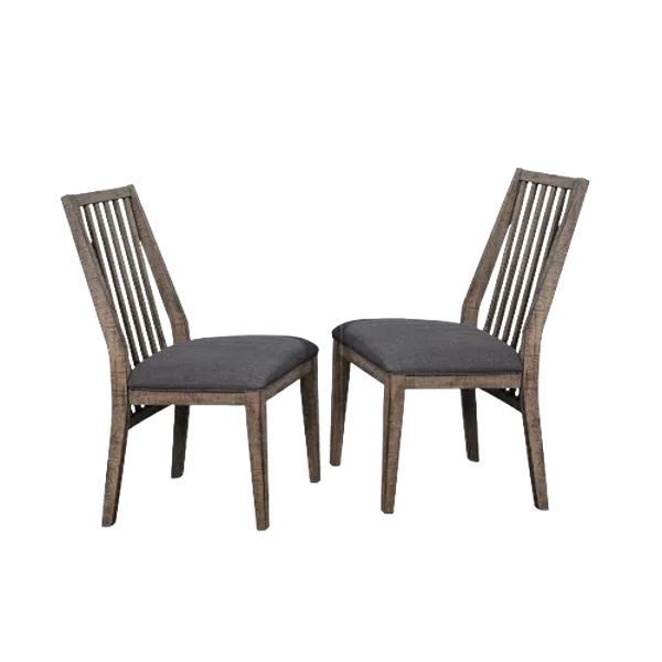 Modern Set of 2 Wooden Side Chairs with Padded Fabric Covered Seats For Dining Room