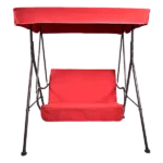 2-Person Black Metal Adjustable Patio Swing Chair in Red