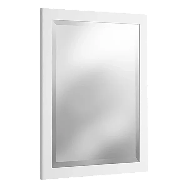 24 in. W x 30 in. H Framed Rectangular Beveled Edge Bathroom Vanity Mirror in White