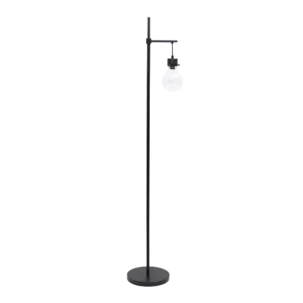 60 in. Black Matte Single Light Floor Lamp with Clear glass shade