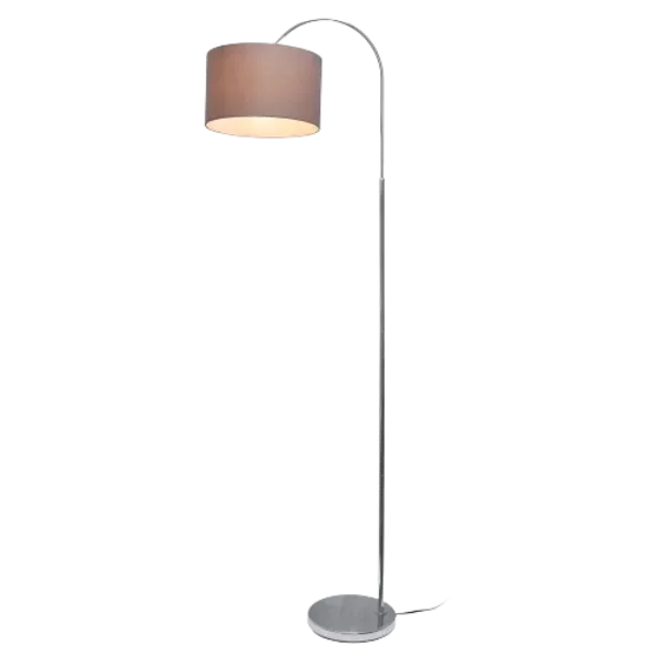 66 in. Brushed Nickel Arched Floor Lamp with Gray Fabric Shade