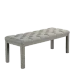 Transitional Light Grey Fabric Bench of Wooden Frame And Legs With  Nailhead Trim Ideal For Dining Room Bedroom