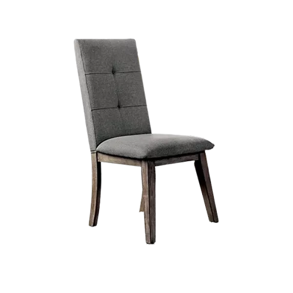 Modern Gray Set of 2 Solid Wood Dining Chairs with Fabric Seats For Dining Room