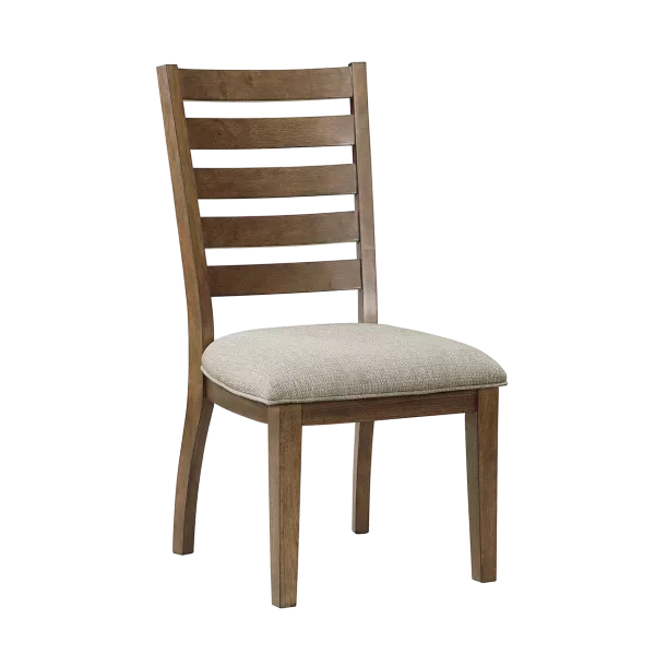 Modern Cherry Set of 2 Solid Wood Ladder Back Chairs With Upholstered Seats For Dining Room