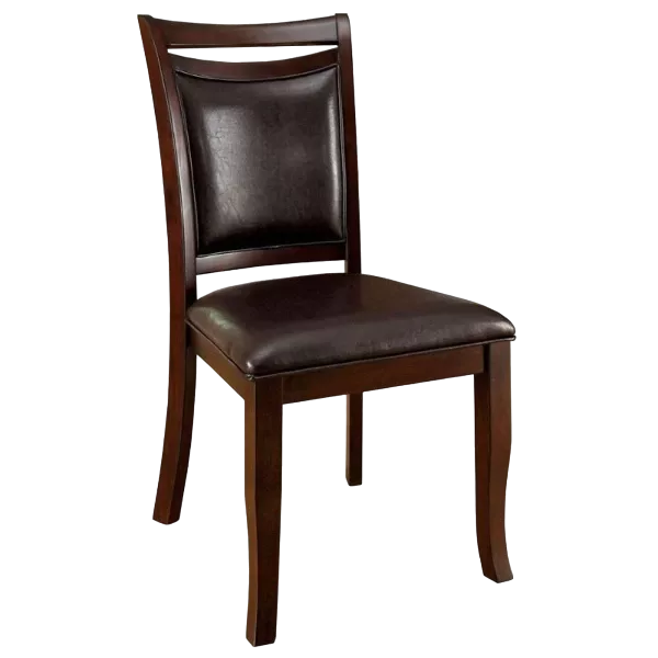 Modern Dark Cherry/Espresso Set of 2 Solid Wood Dining Chairs with Padded Leatherette Seats For Dining Room