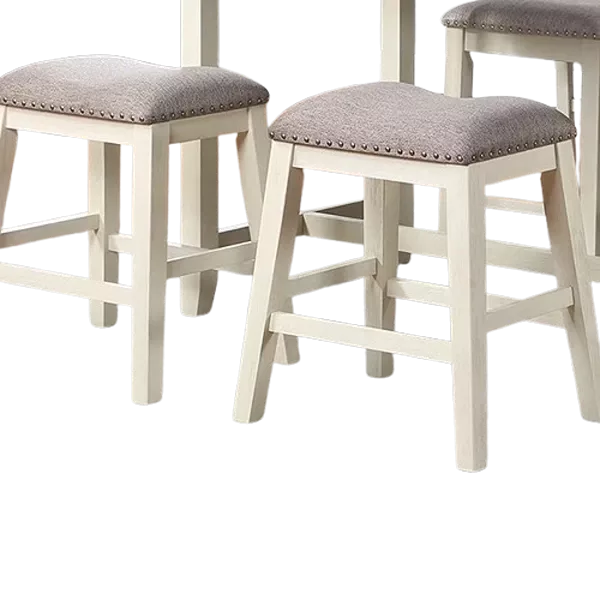 Modern Cream White Set of 2  Counter Height Stools with Cushion Seat For Dining Room