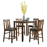 Modern Natural Brown 5pc Dining Set Square Table With 4 Cushion Seats  Chairs For  Dining room