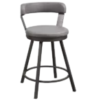 Modern Black 2pc Metal Base Chairs with Grey Faux Leather Seat For Dining Room