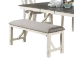 Gray Fabric Cushion Seat Bench of Wooden Frame And Legs Ideal For Dining Room Furniture
